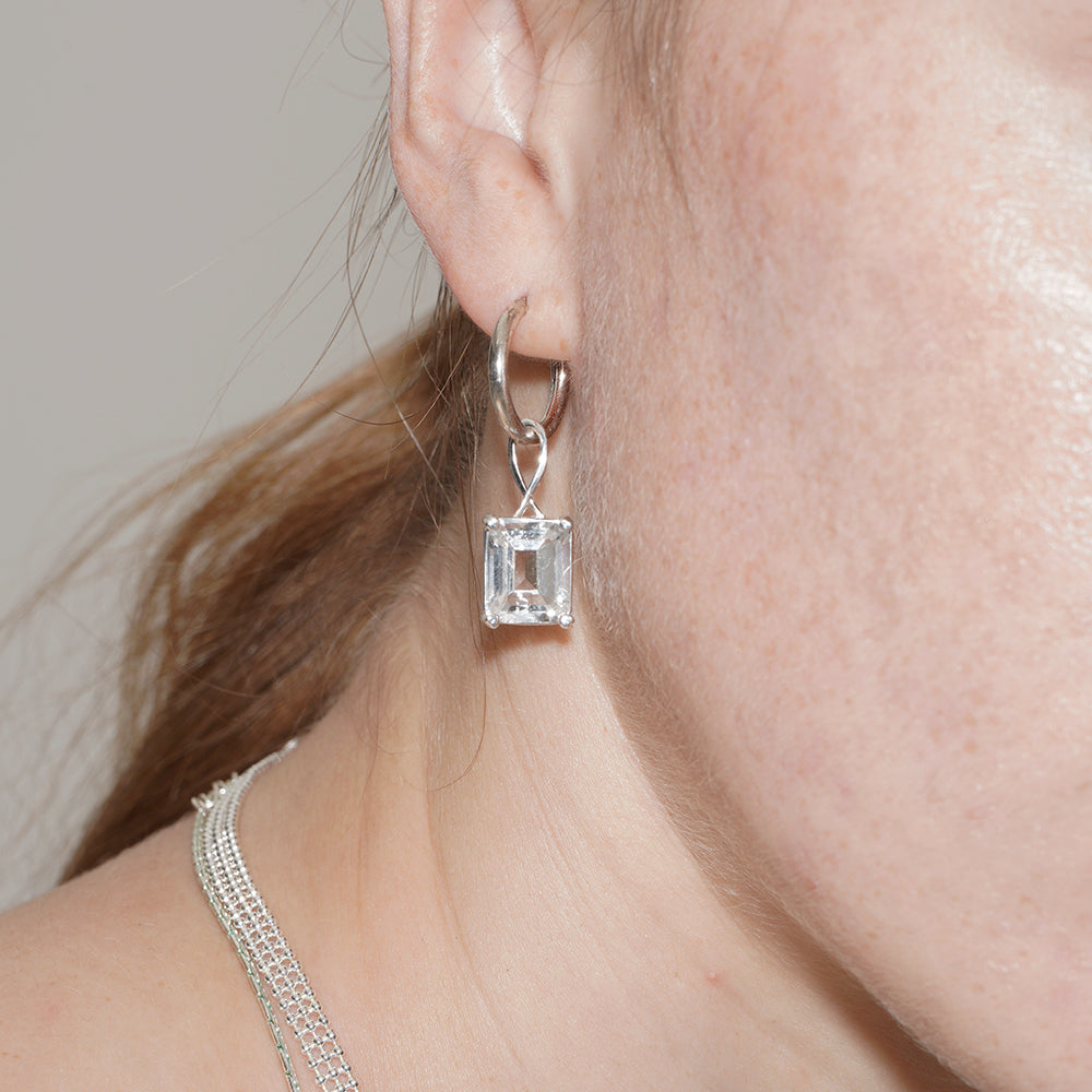 SUMMER GARDEN WHITE ICE CRYSTAL DETACHABLE PENDANT EARRINGS
