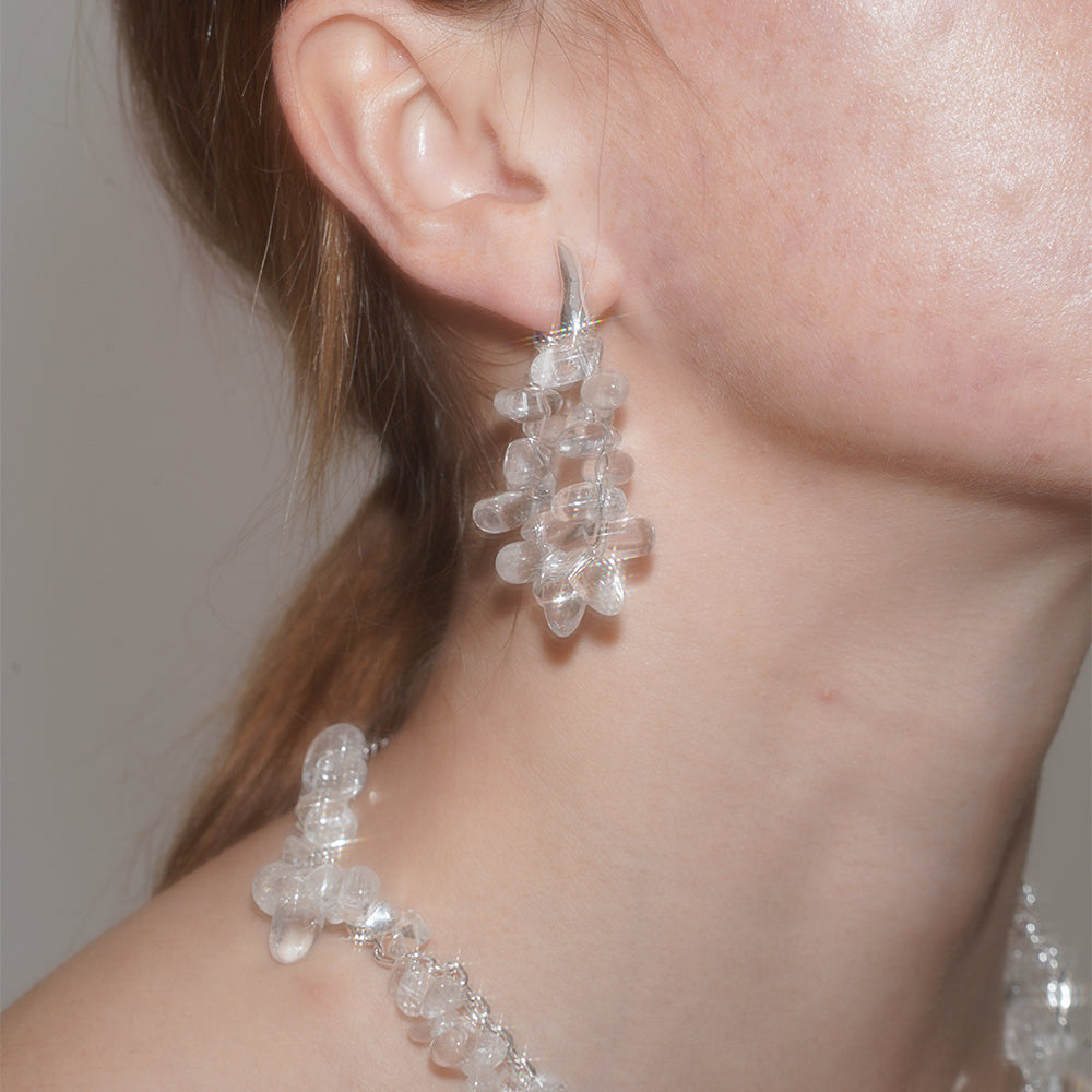 SUMMER GARDEN CRYSTAL HOOP EARRINGS
