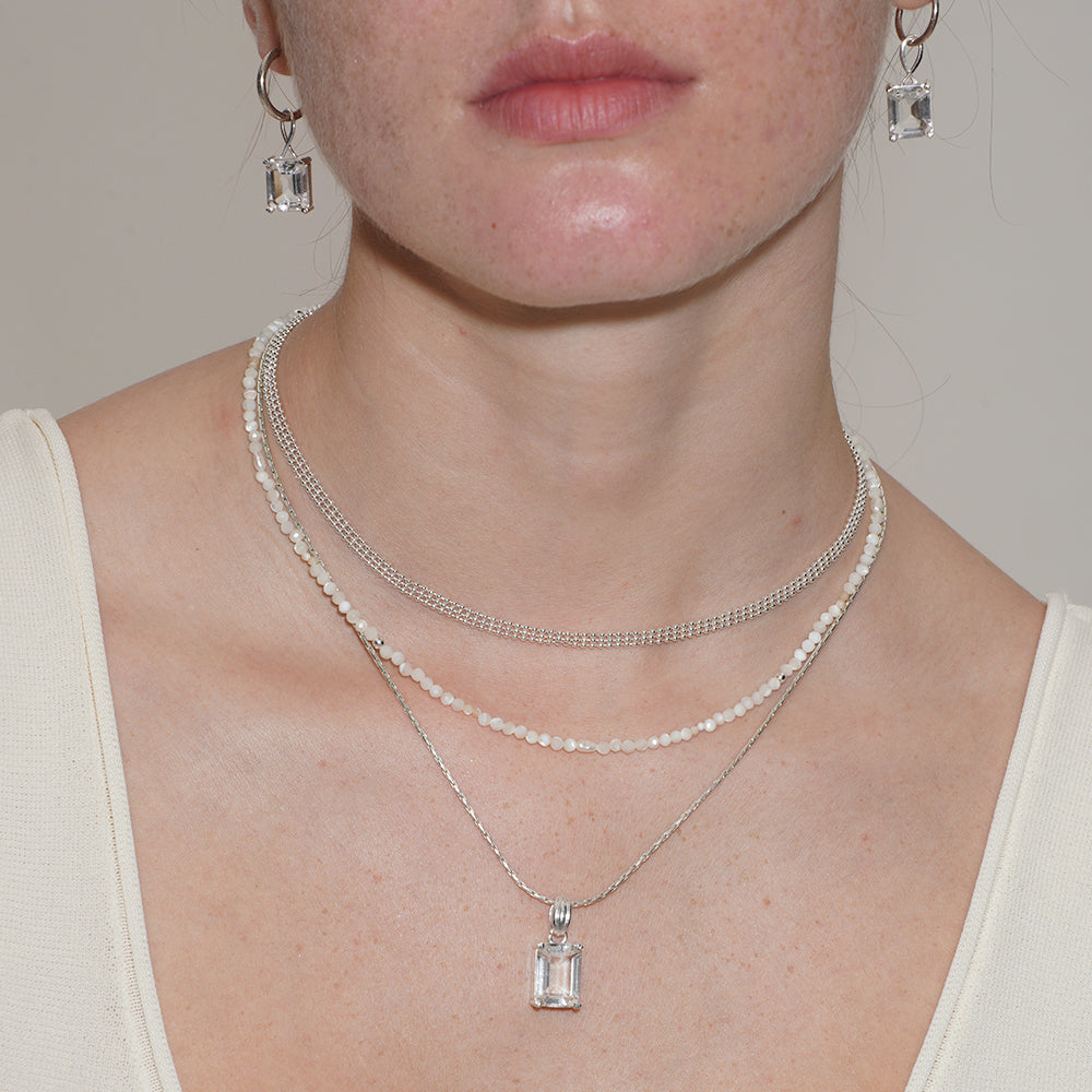 SUMMER GARDEN WHITE ICE CRYSTAL DETACHABLE PENDANT NECKLACE
