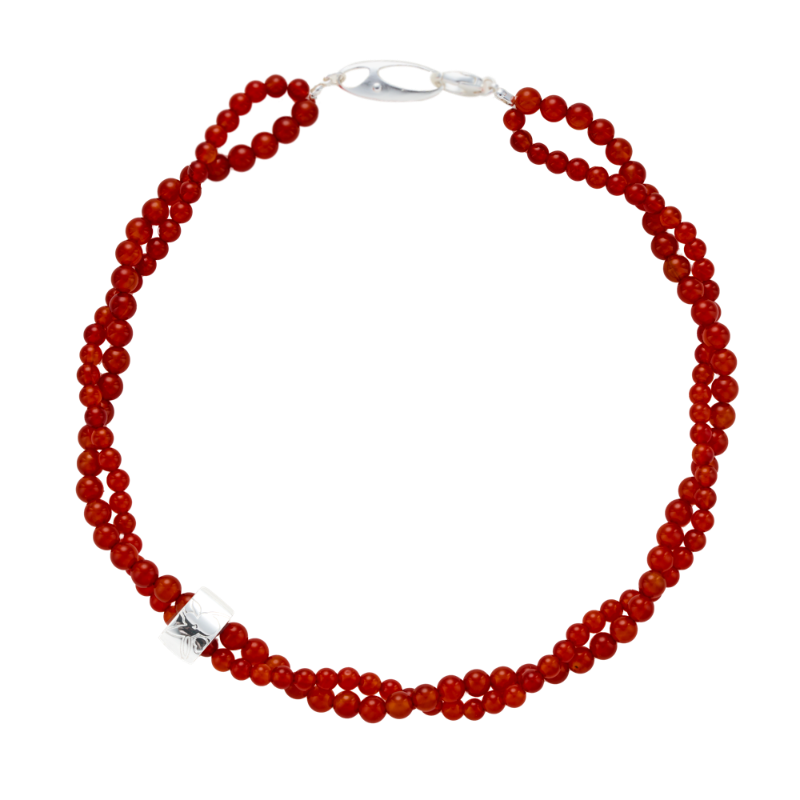 DOUBLE-WRAPPED RED AGATE NECKLACE