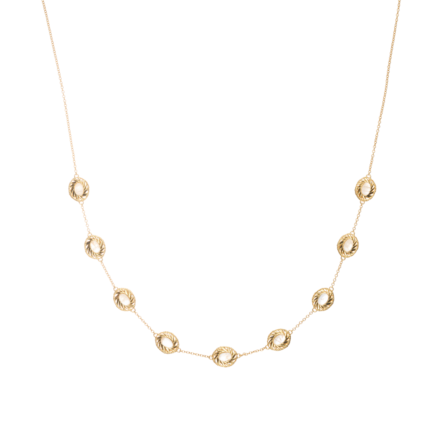 HOLLOW OUT NATURAL AGATE WHITE CRYSTAL NECKLACE