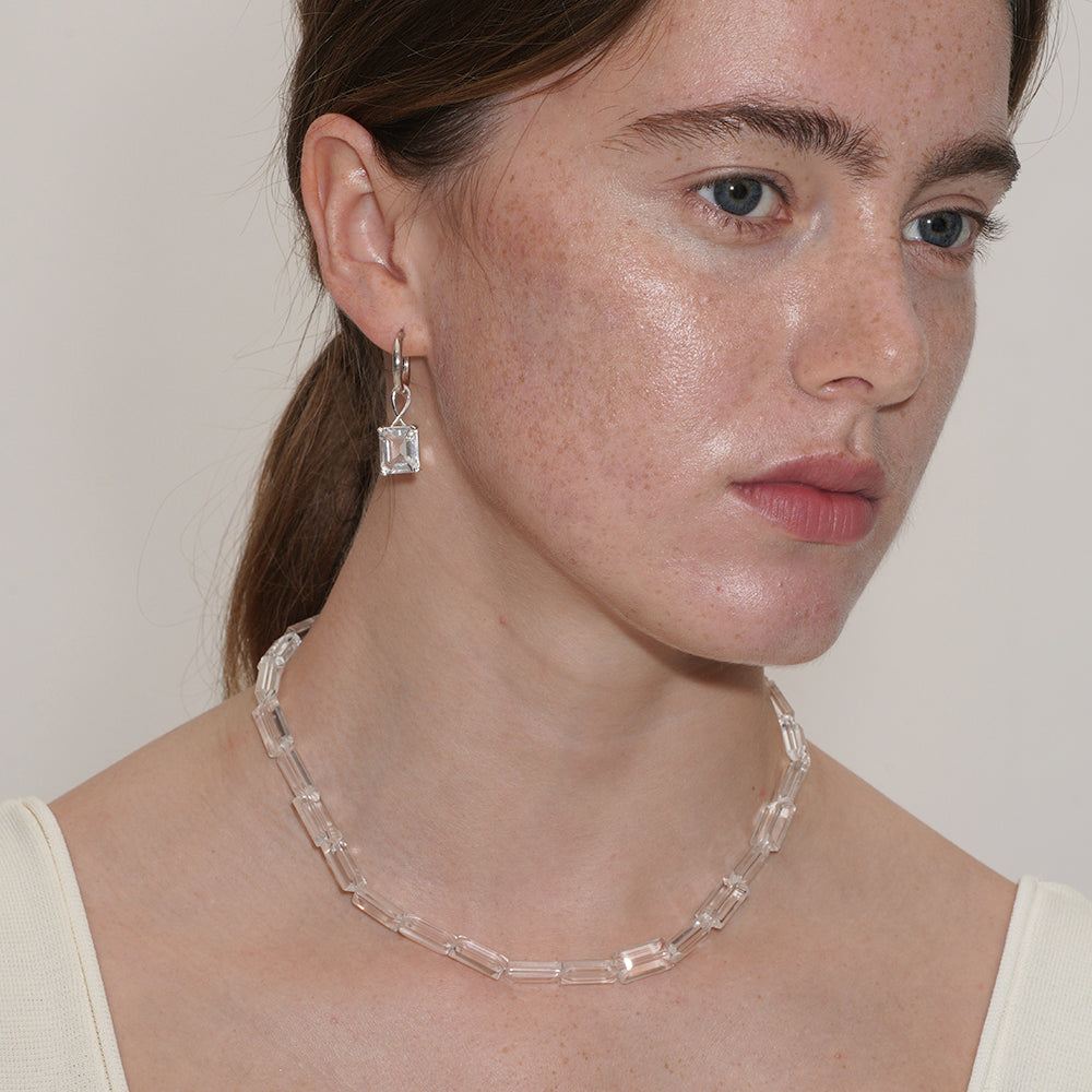 SUMMER GARDEN WHITE ICE CRYSTAL DETACHABLE PENDANT EARRINGS