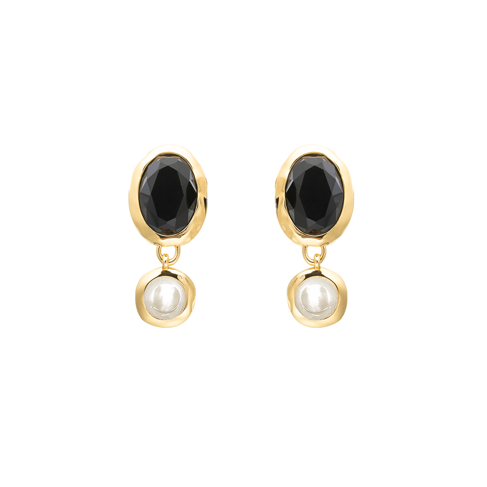 Two-color Crystal Gemstone Earrings