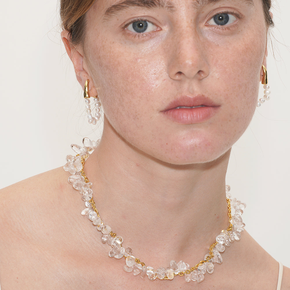SUMMER GARDEN CRYSTAL HOOP EARRINGS