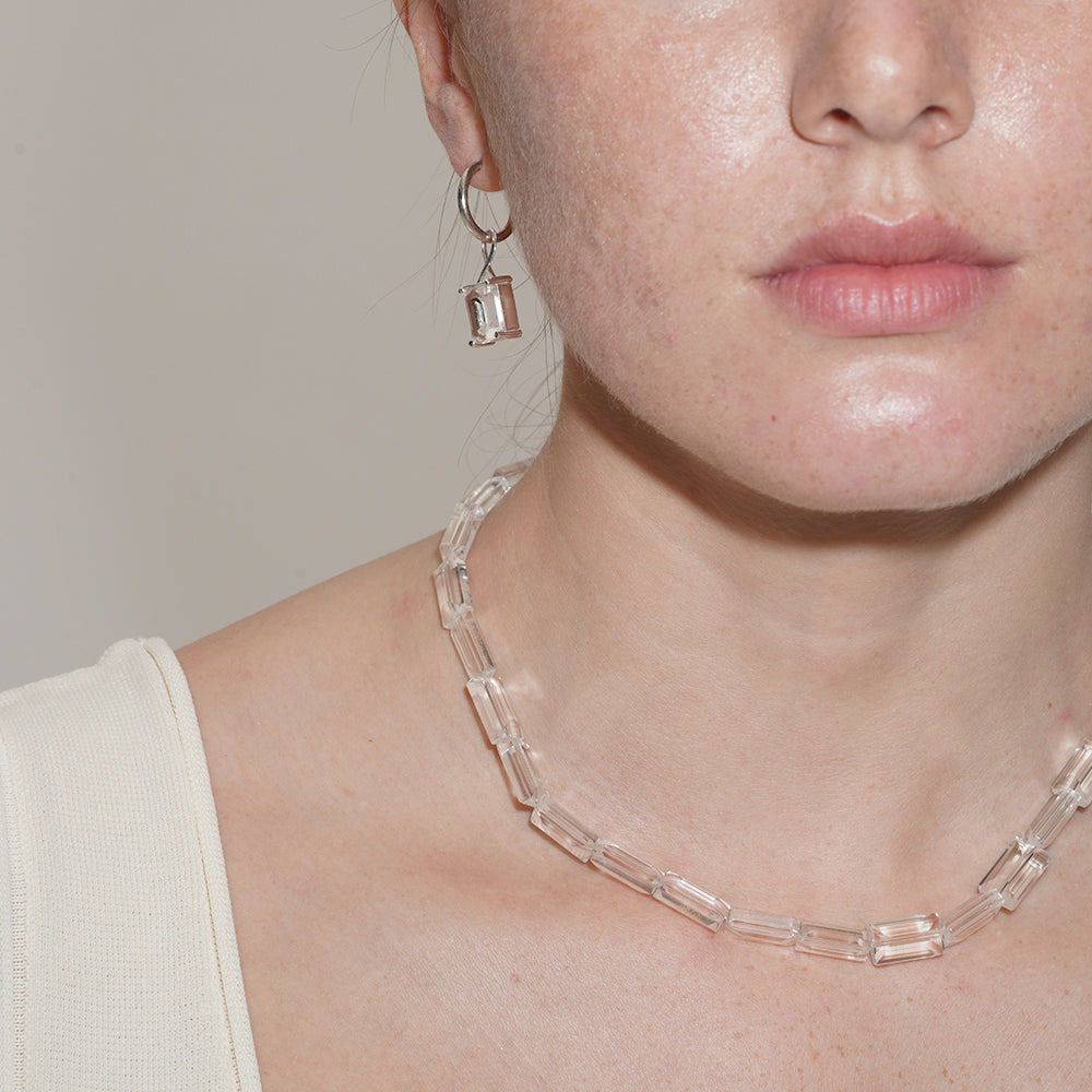 SQUARED ICE CRYSTAL BEADED NECKLACE