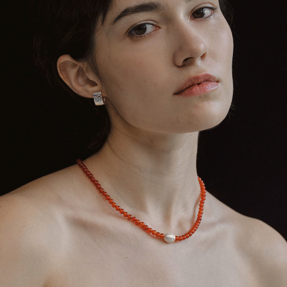 DOUBLE-WRAPPED RED AGATE NECKLACE