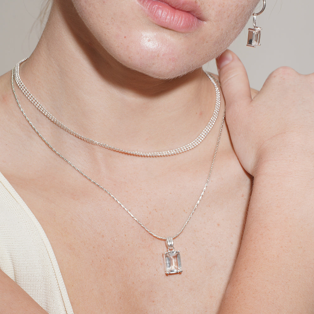 SUMMER GARDEN WHITE ICE CRYSTAL DETACHABLE PENDANT NECKLACE