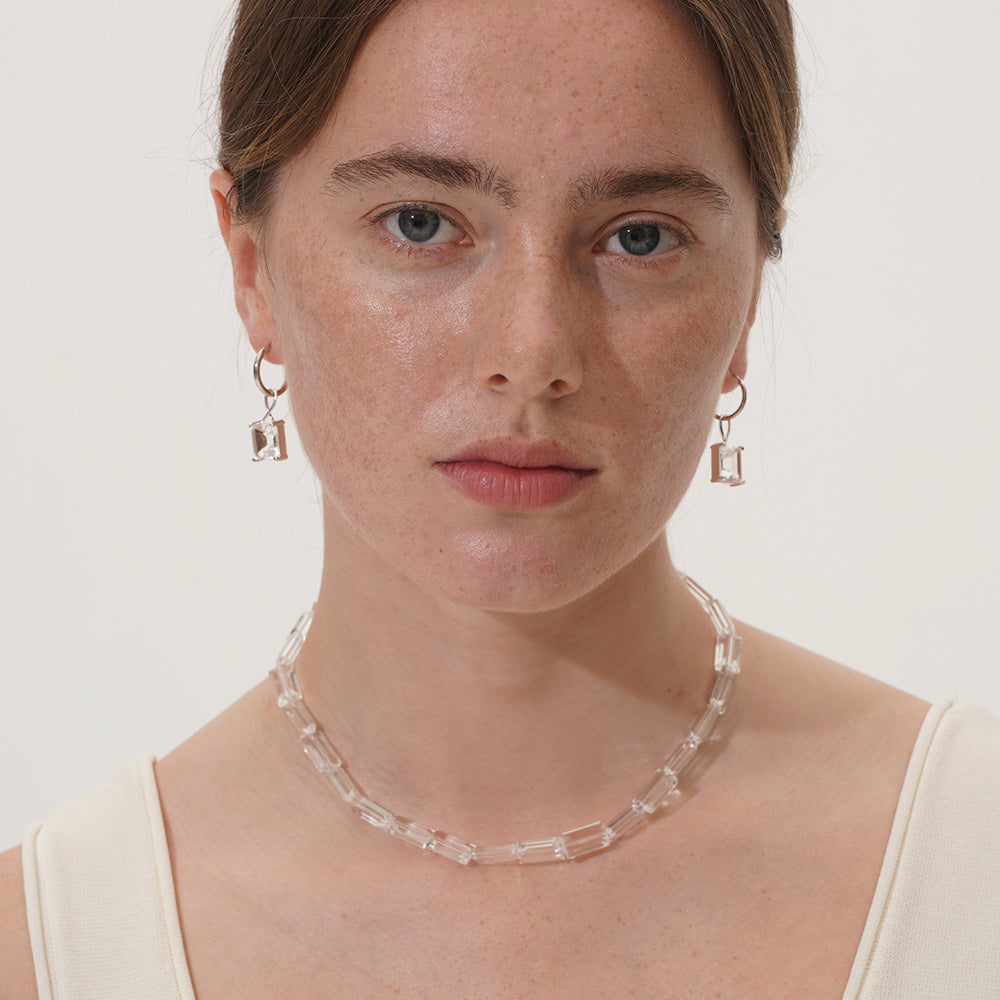 SQUARED ICE CRYSTAL BEADED NECKLACE