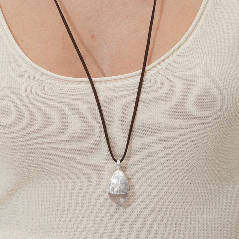 Pine Cone White Crystal Necklace