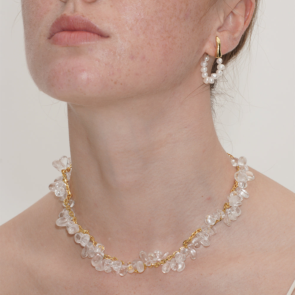 SUMMER GARDEN CRYSTAL HOOP EARRINGS