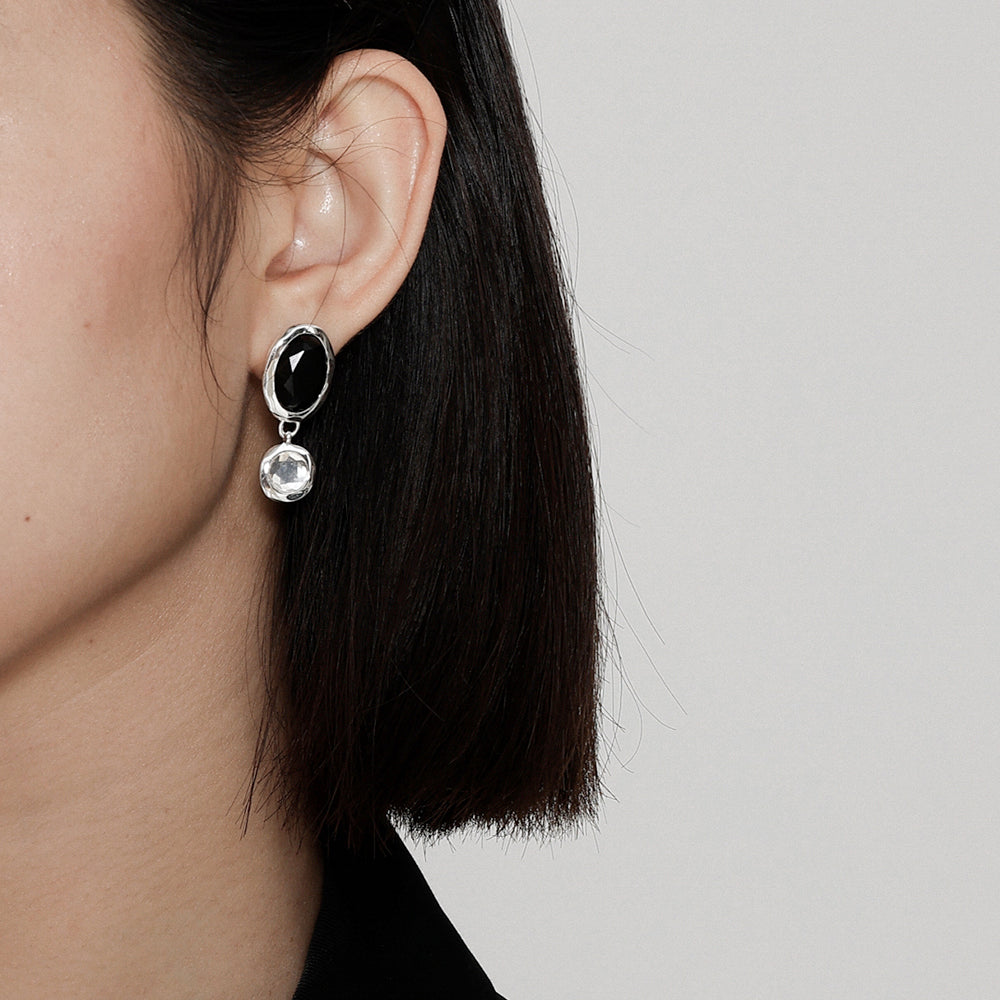 Two-color Crystal Gemstone Earrings