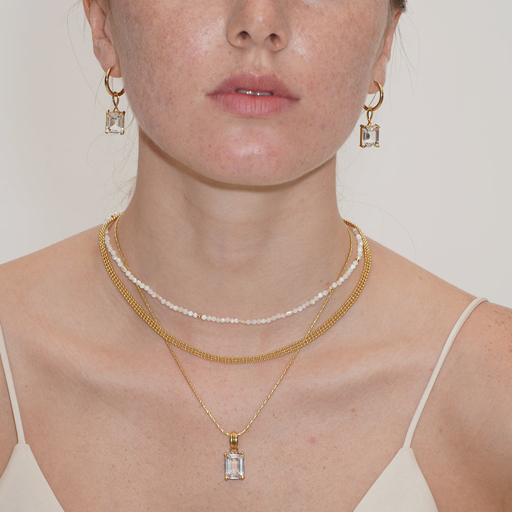 SUMMER GARDEN WHITE ICE CRYSTAL DETACHABLE PENDANT NECKLACE