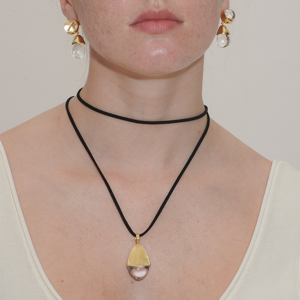 Pine Cone White Crystal Necklace