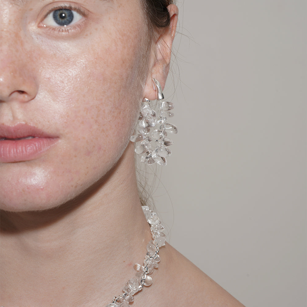 SUMMER GARDEN CRYSTAL HOOP EARRINGS