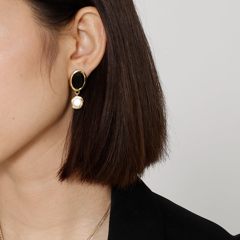 Two-color Crystal Gemstone Earrings