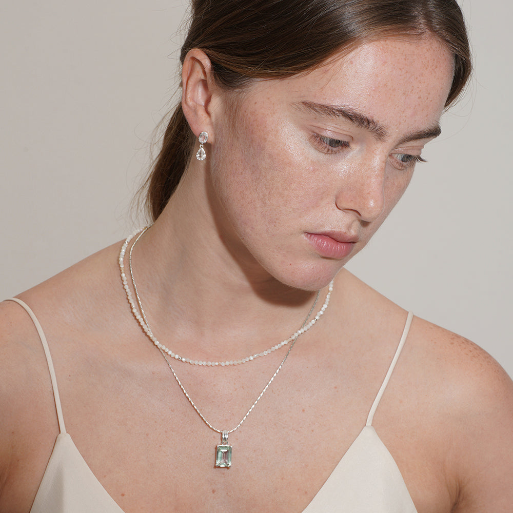 SUMMER GARDEN WHITE ICE CRYSTAL DETACHABLE PENDANT NECKLACE