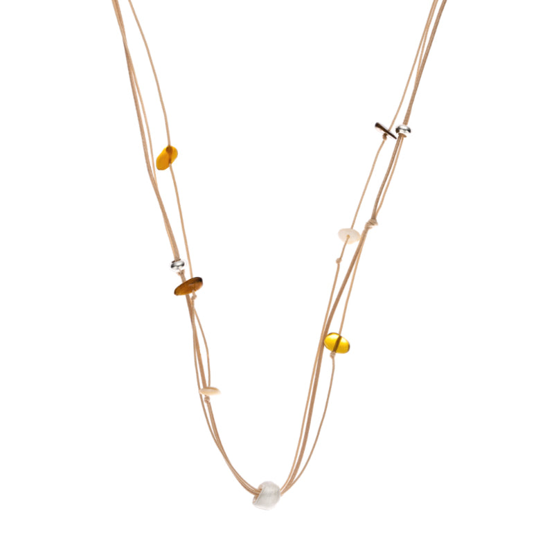 LAYERED BRAIDED STONE NECKLACE