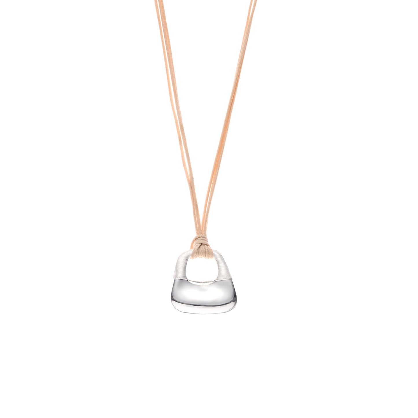 SILVER SILK EMBROIDERED LOCK POUCH NECKLACE