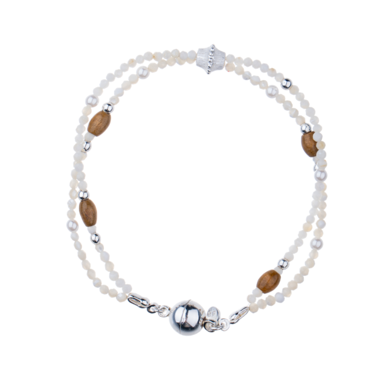 DOUBLE LAYERED MOTHER SHELL BEAD NECKLACE/BRACELET