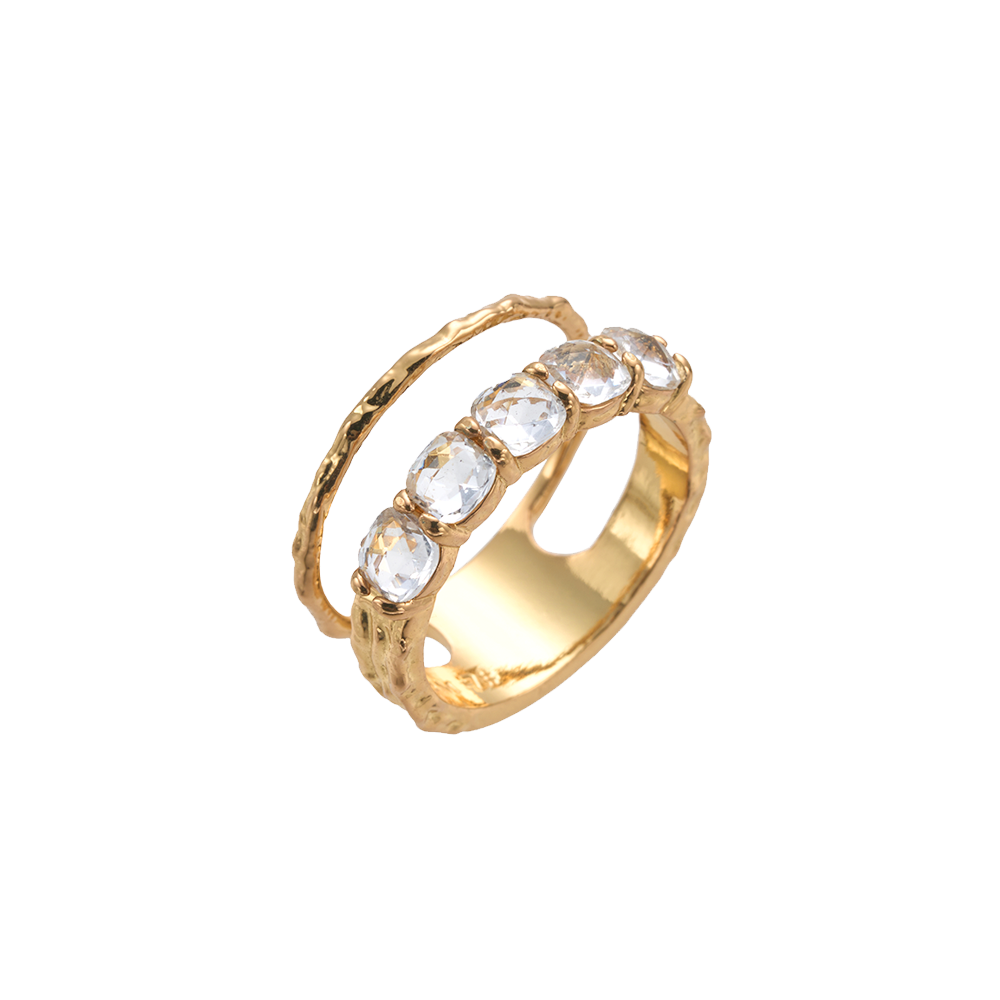 SUMMER GARDEN DOUBLE LAYERED CRYSTAL RING