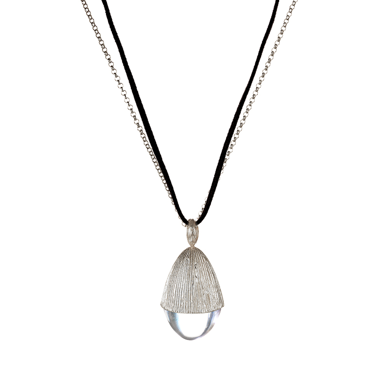 Pine Cone White Crystal Necklace