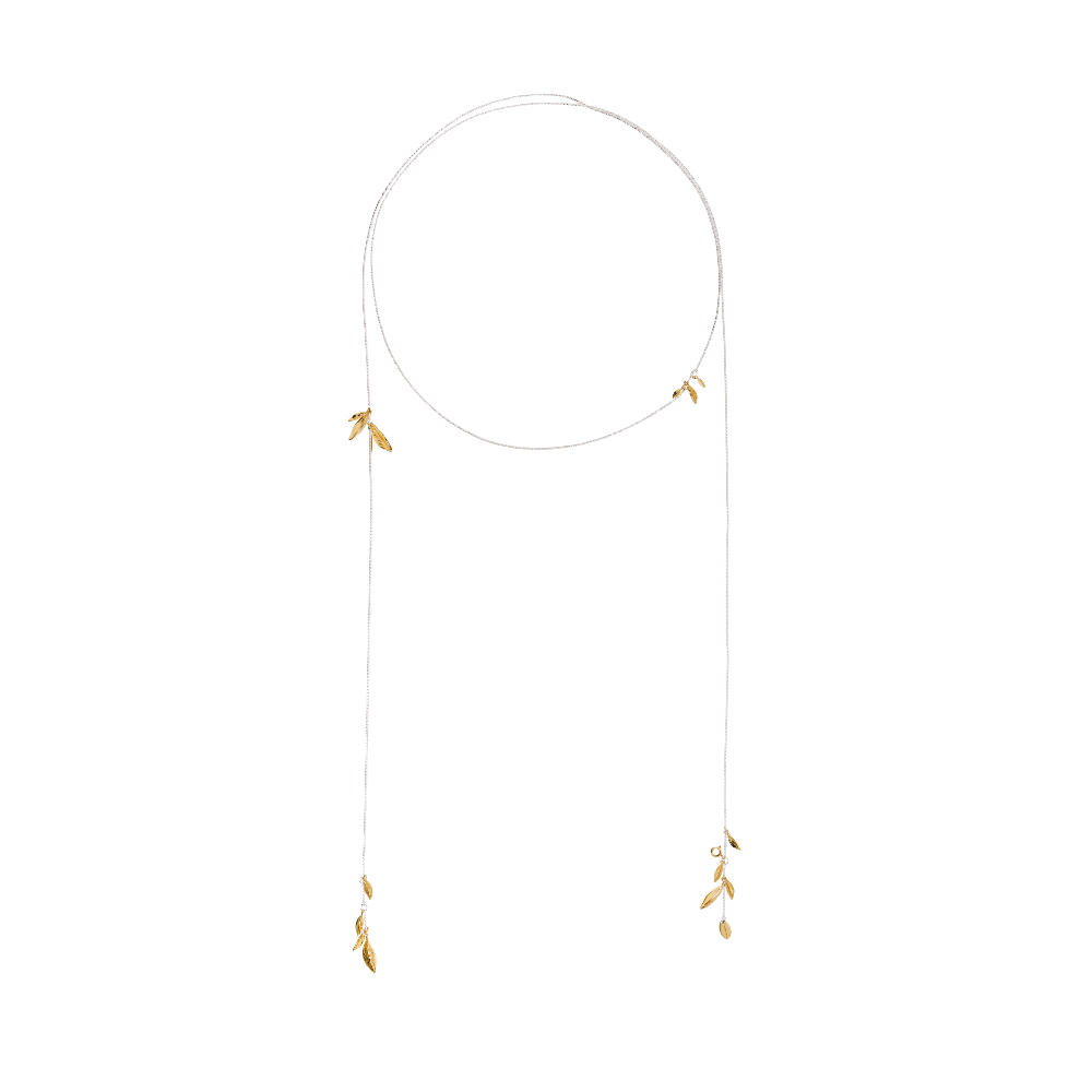 Leaf-shaped long necklace