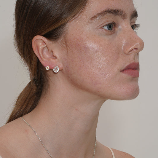 SUMMER GARDEN ASYMMETRIC CRYSTAL EAR STUDS