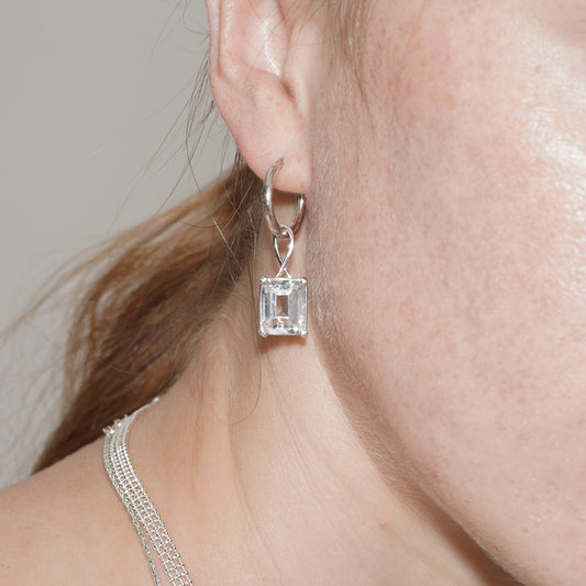 SUMMER GARDEN WHITE ICE CRYSTAL DETACHABLE PENDANT EARRINGS