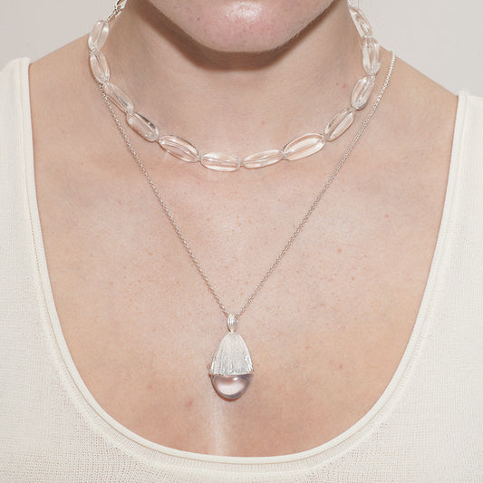 Pine Cone White Crystal Necklace