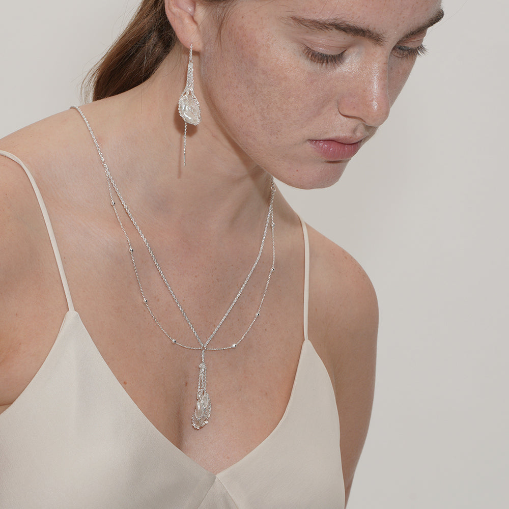 Braided Petal Natural Baroque Pearl Necklace