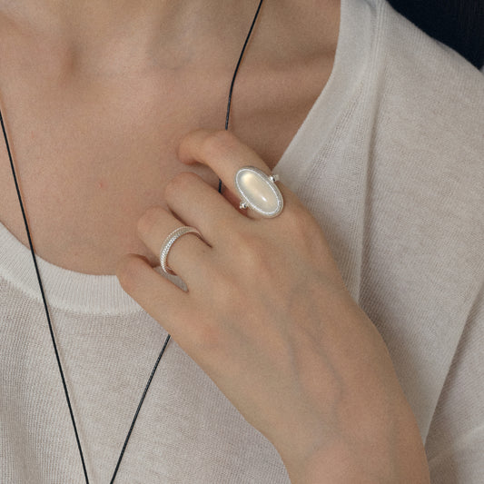 Twill-Bound Double-Sided Gemstone Ring