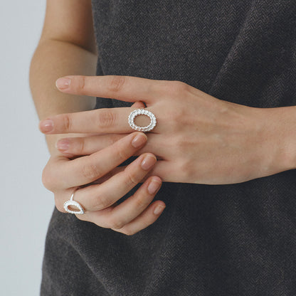 Floating Pattern Circular Adjustable Open Ring