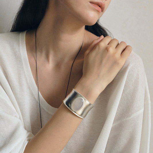 Twill-Bound Gemstone Cuff