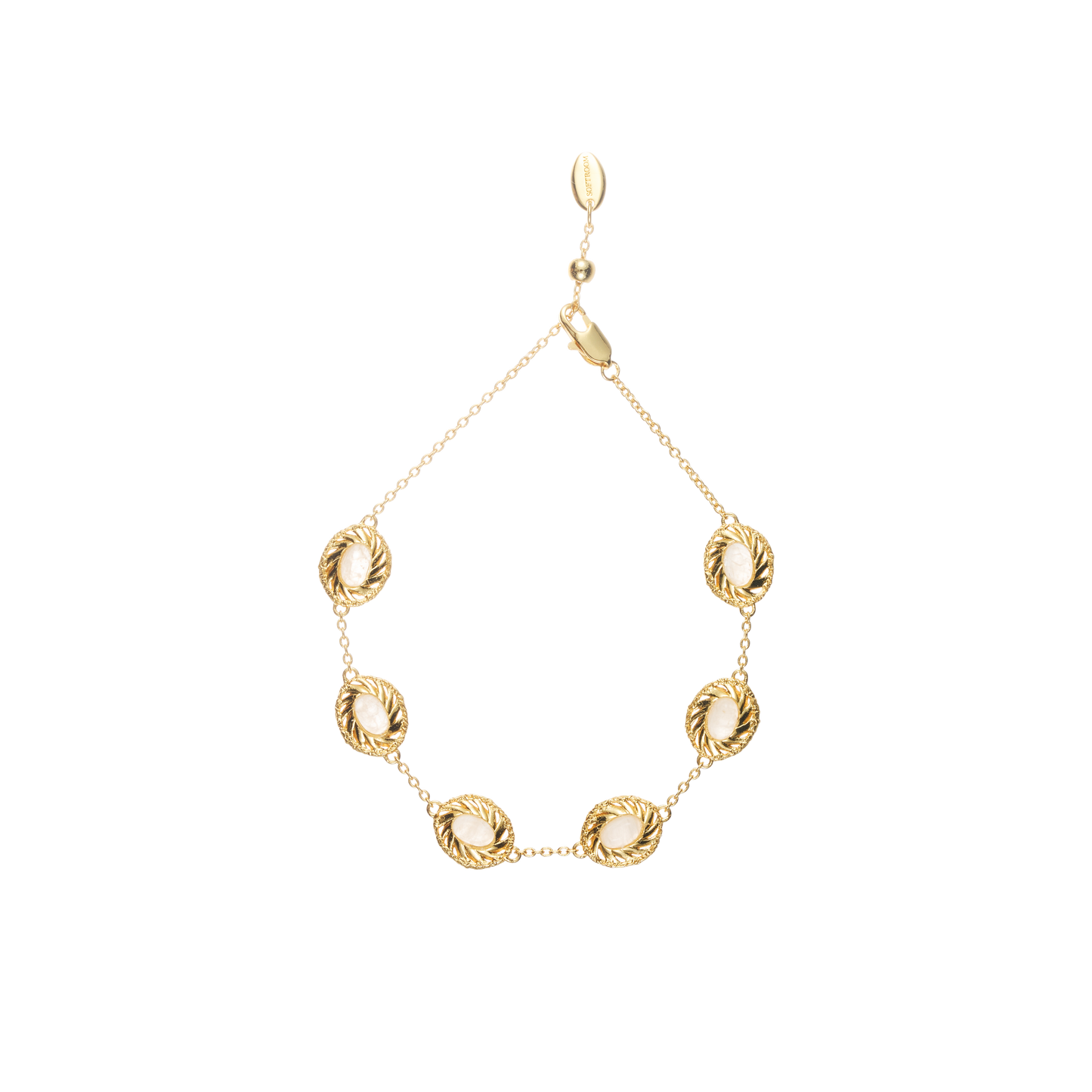 HOLLOW OUT NATURAL AGATE WHITE CRYSTAL BRACELET