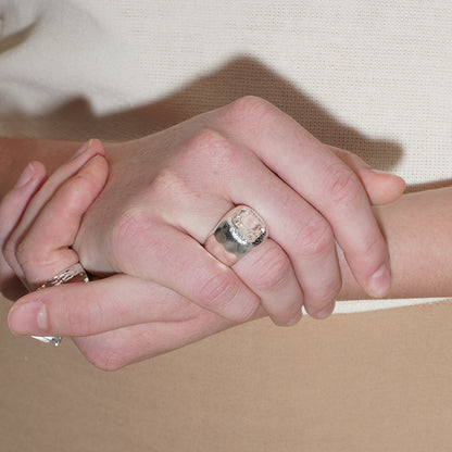 SUMMER GARDEN ENGRAVED SIGNET CRYSTAL RING