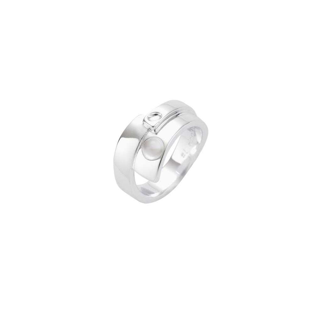 MOON PHASE WHITE AGATE RING