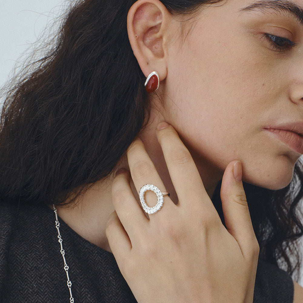 Floating Pattern Circular Adjustable Open Ring
