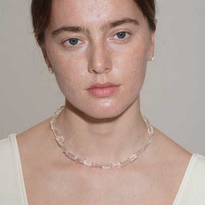 SQUARED ICE CRYSTAL BEADED NECKLACE