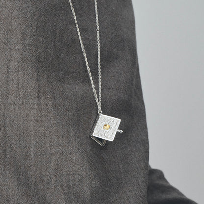 The Writer's Book Locket Necklace In Citrine