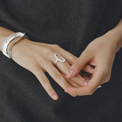 Floating Pattern Circular Adjustable Open Ring