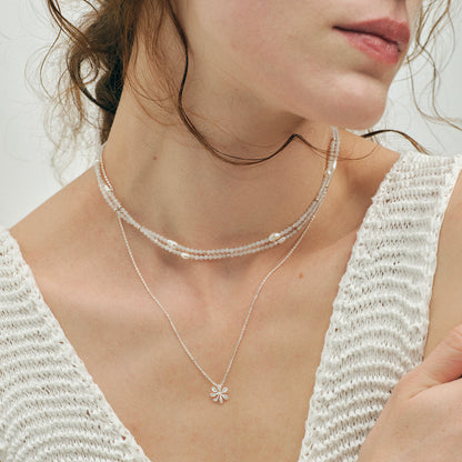 Agate pearl beaded necklace
