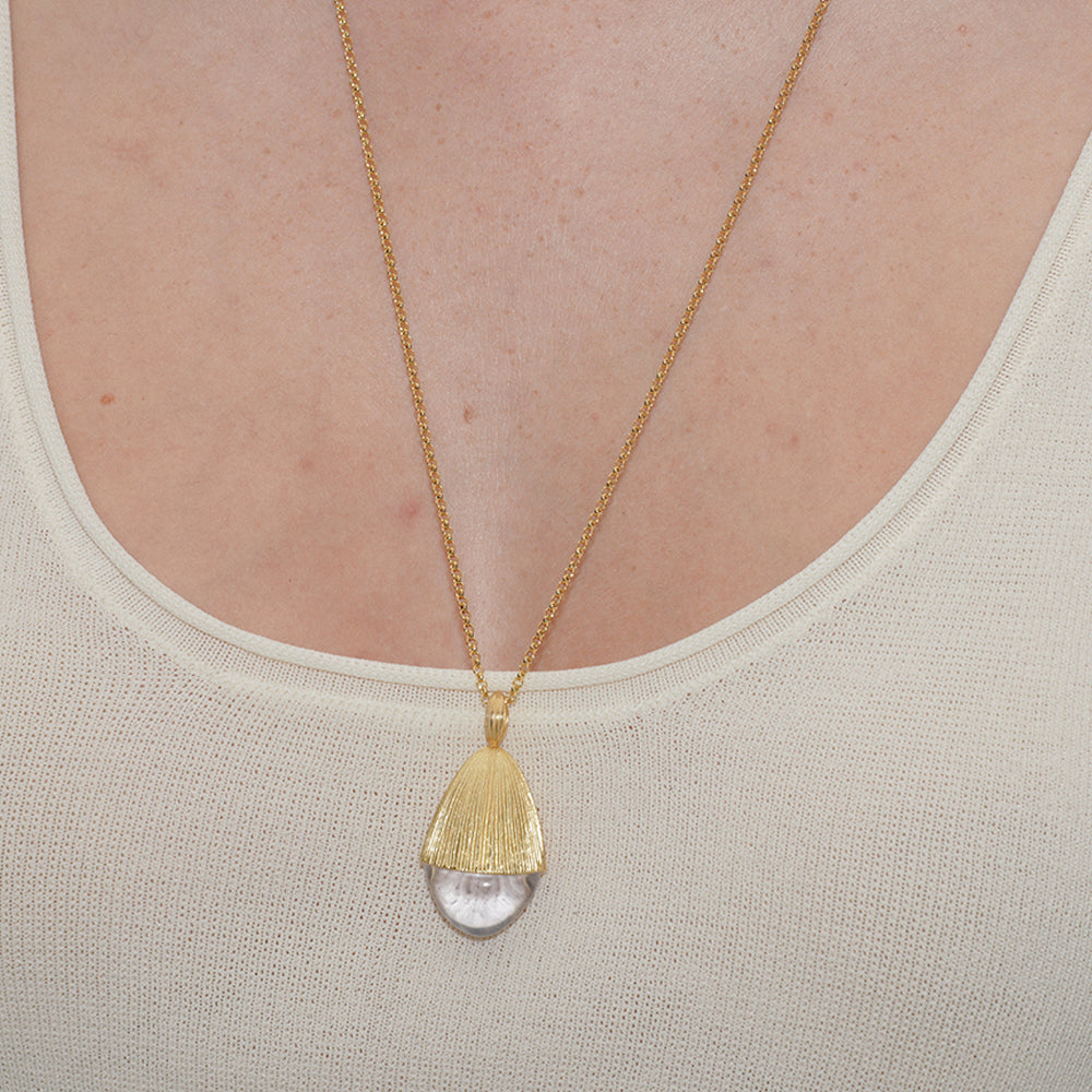 Pine Cone White Crystal Necklace