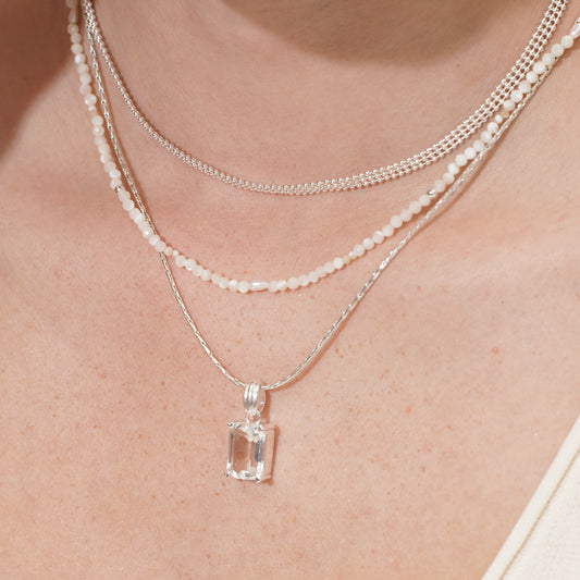 SUMMER GARDEN WHITE ICE CRYSTAL DETACHABLE PENDANT NECKLACE