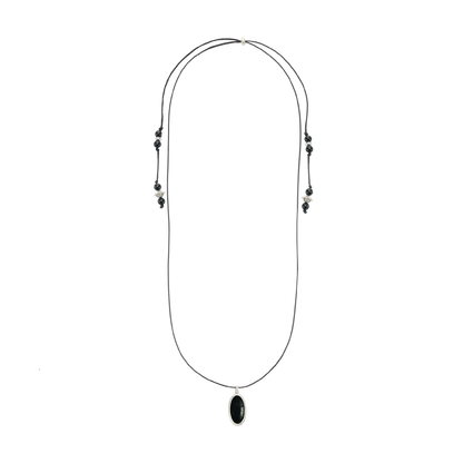 Twill-Bound Double-Sided Gemstone Necklace