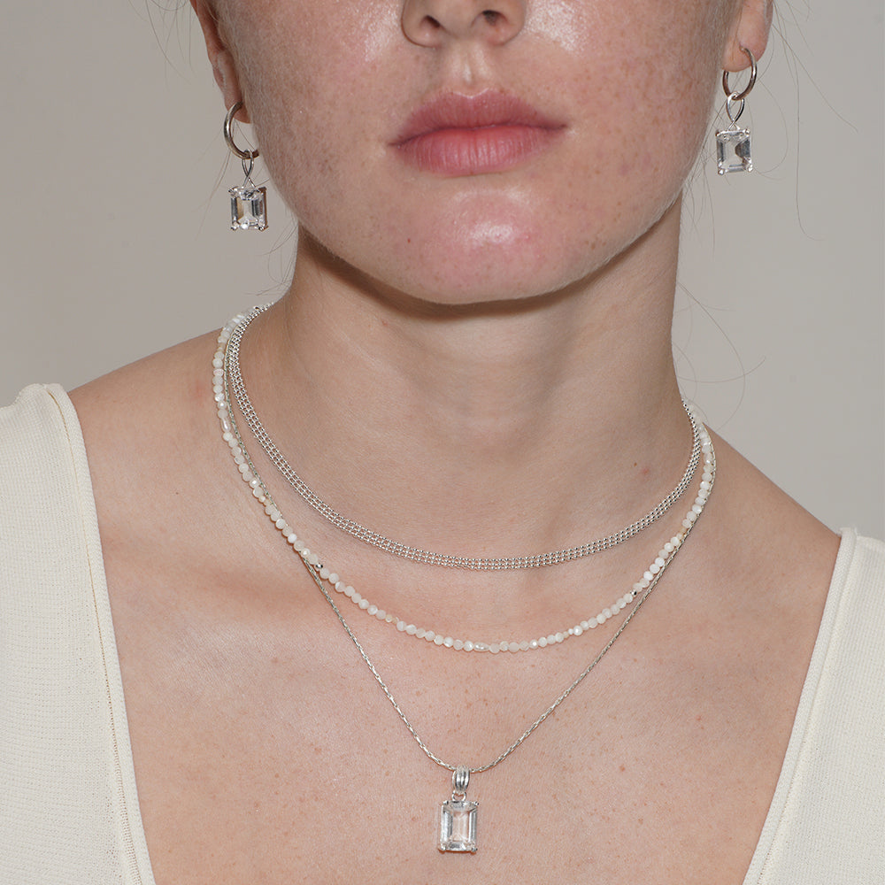 SUMMER GARDEN WHITE ICE CRYSTAL DETACHABLE PENDANT EARRINGS