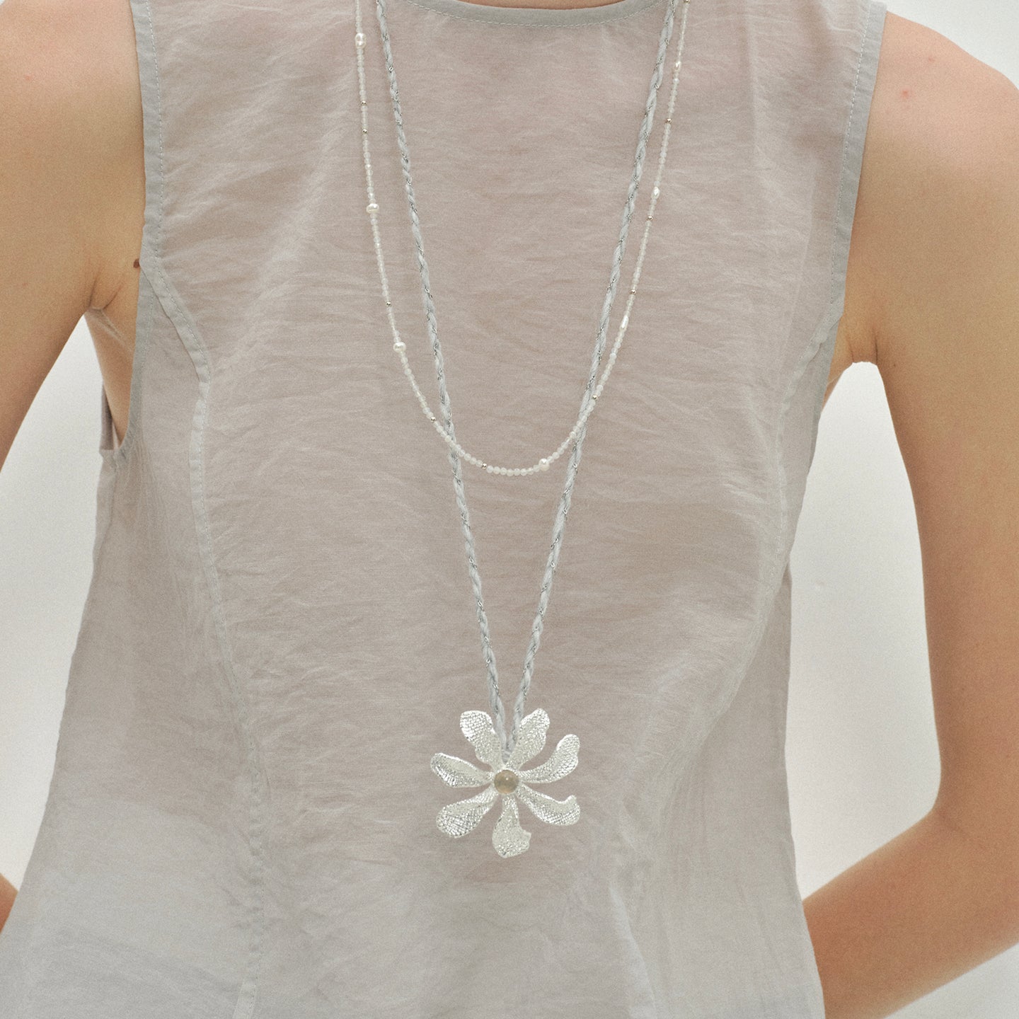 Agate pearl beaded necklace