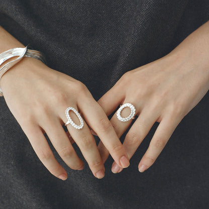 Floating Pattern Circular Adjustable Open Ring