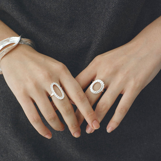 Floating Pattern Circular Adjustable Open Ring