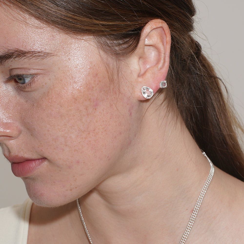 SUMMER GARDEN ASYMMETRIC CRYSTAL EAR STUDS