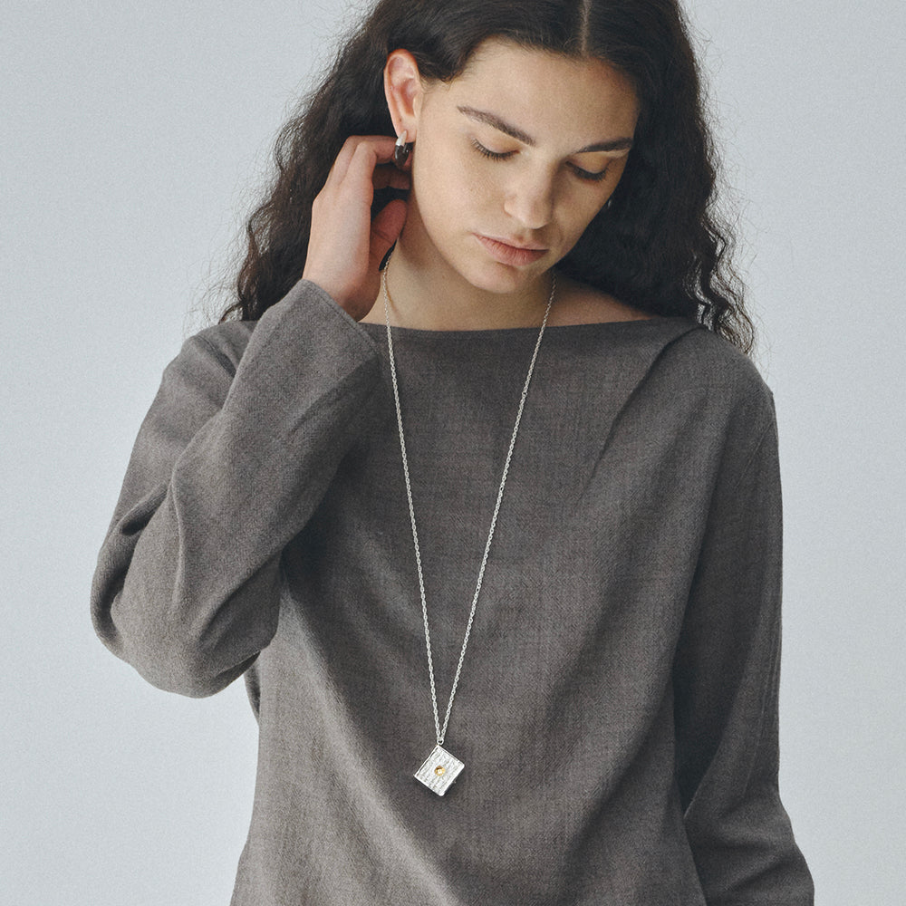 The Writer's Book Locket Necklace In Citrine